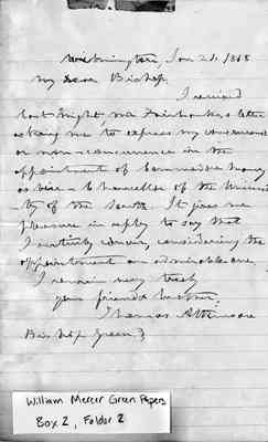 William Mercer Green Papers Box 2 Folder 2 Jan.-Feb. 1868 Document 11