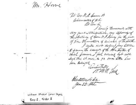 William Mercer Green Papers Box 2 Folder 2 Jan.-Feb. 1868 Document 12