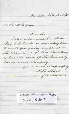 William Mercer Green Papers Box 2 Folder 2 Jan.-Feb. 1868 Document 13