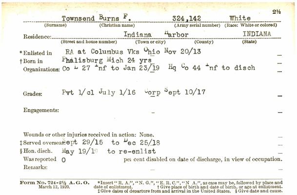 Indiana WWI Service Record Cards, Army and Marine Last Names "TOP - TRO"