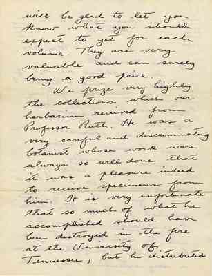 Letter from H. H. Bartlett to Mrs. Albert Ruth:  May 14, 1934