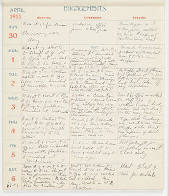 Miles Franklin pocket diary, 1911, Part 1