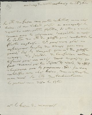 No. 96: Lettre Rochambeau (Camp de Williamsbourg) - 1781/09/15