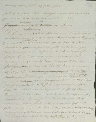 No. 103: Brouillon lettre B de V (à La Luzerne ?) - Approvisonnement en farine - 1781/09/19
