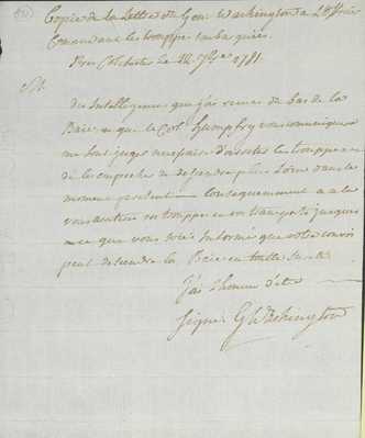 No. 112: Copie lettre de Washington - 1781/09/12