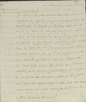 No. 104a: Lettre Rochambeau à B de V - 1782/12/20