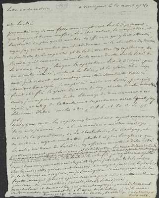 No. 159: Brouillon lettres B de V au Mis de Castries (identique à n° 134) et à Mme Dillon - 1781/04/13