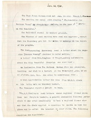 High Point Garden Club Minutes, 1928-1931 (4 of 11)