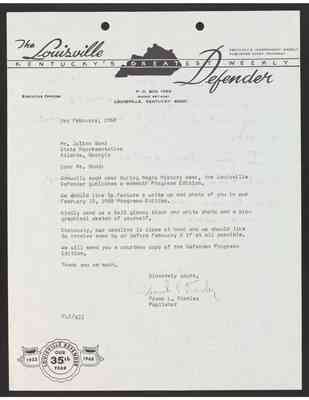 To Julian Bond from Frank Stanley, 3 February 1968, with Bond's draft response