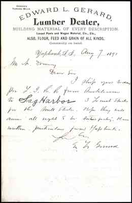 Edward Gerard to Nathaniel Dominy, August 07, 1891