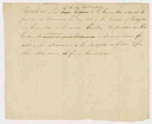Draft resolution regarding allowance and attendance of delegates, 1775 Aug. 7.