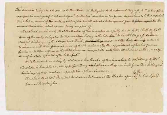 Draft resolution regarding delegates to the Continental Congress, 1775 Aug. 11.
