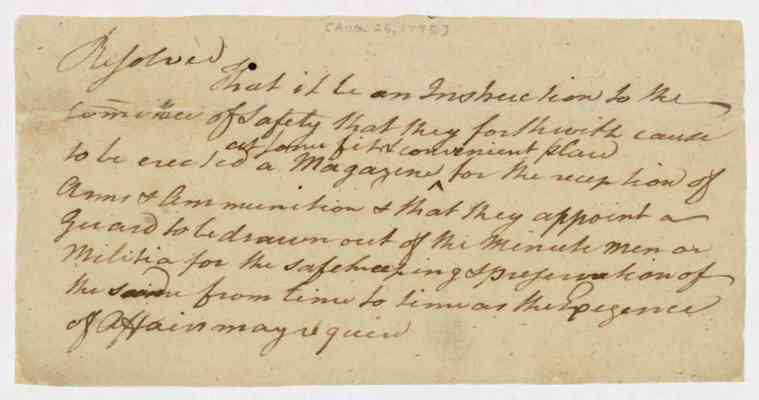 Resolution regarding the erection of a magazine, 1775 Aug. 25.