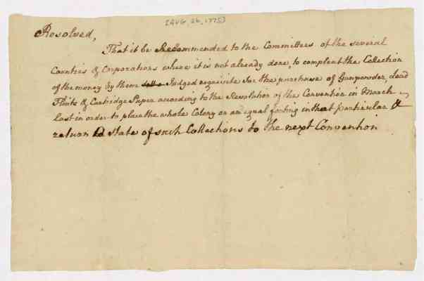 Resolution regarding the collection of money, 1775 Aug. 25.