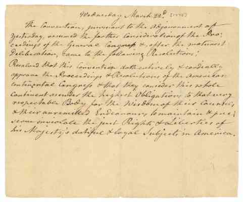 Resolution of the Convention, 1775 Mar. 22.