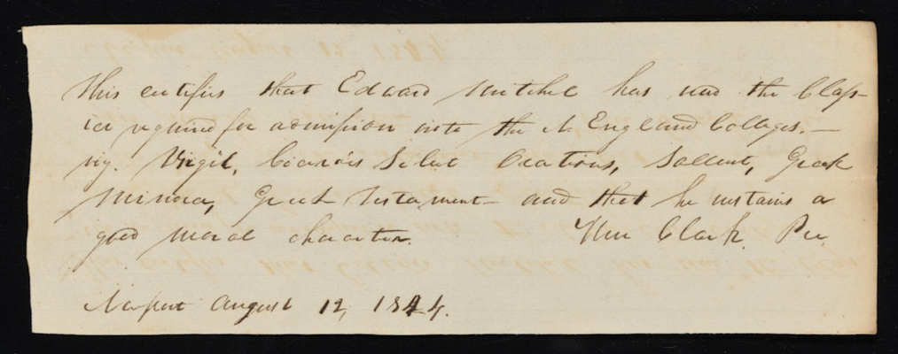 Mr. Clark, letter of recommendation for Edward Mitchell, 12 August 1824