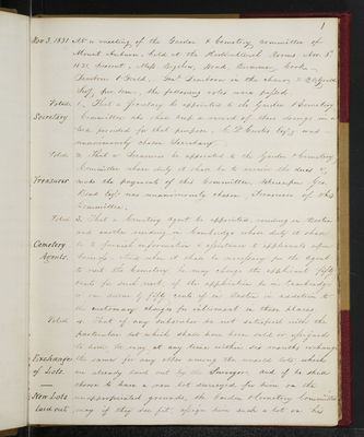 Records of Committees, Volume 1, 1831 (page 001)