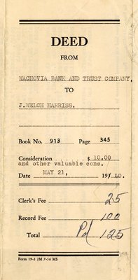 Wachovia Bank & Trust-Harriss Deed, 1940