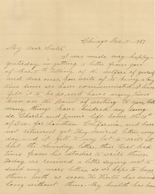 Letter from Mary Morse to Ann F. Fisher, Mar. 15, 1887
