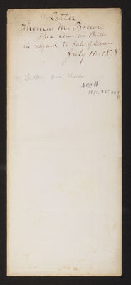1878 Trustee Committee on Birds, Envelope for Brewer and Holden Letters, 1831.035.004E
