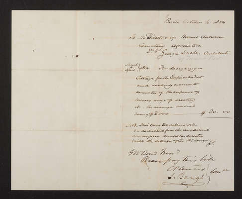 1854-10-16 Superintendent's House: Agreement with George Snell, 2021.012.001