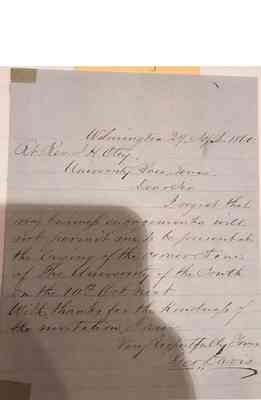 Vault Early Papers of the University Box 1 Folder 1860 Cornerstone Ceremony 1
