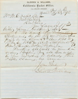 1871-1872 Correspondence with Glidden and Williams