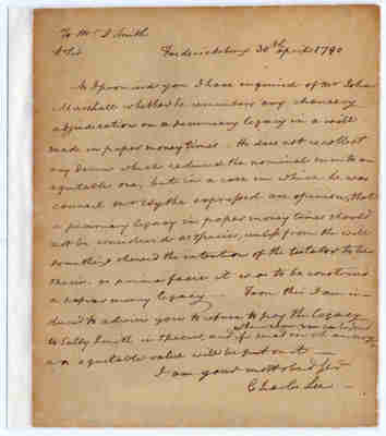 Charles Lee to Colonel John Smith, 30 April 1790