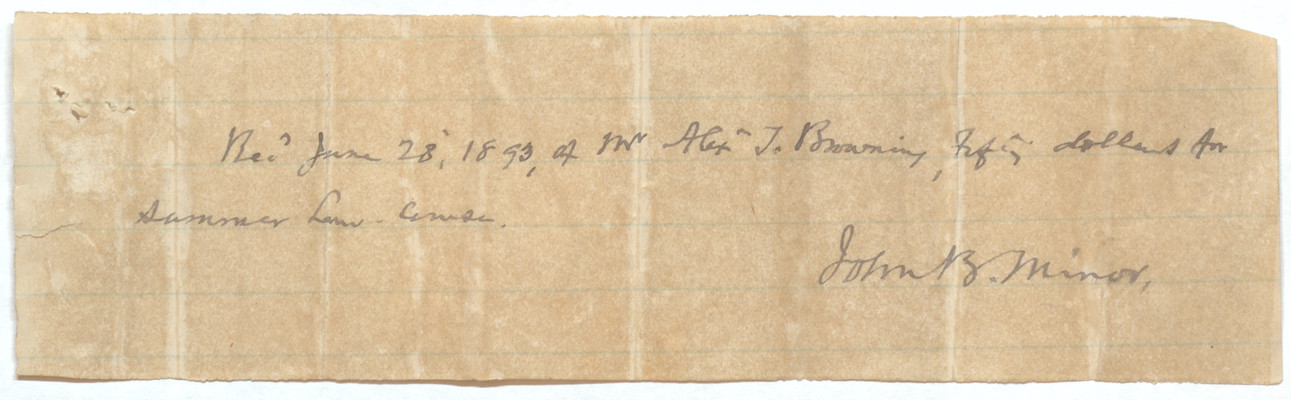 Receipt for Summer Law Course Tuition Paid by Browning, 28 June 1893
