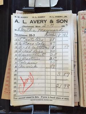 Avery's General Store Receipt from 1953