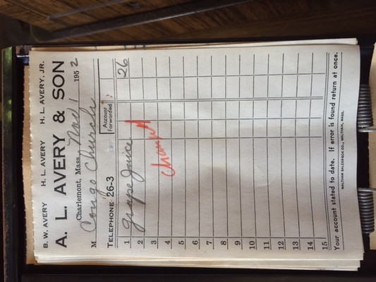 Avery's General Store Receipt for Congregational Church