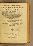 Portada. "Comentarios Reales" (Lisboa, 1609).
